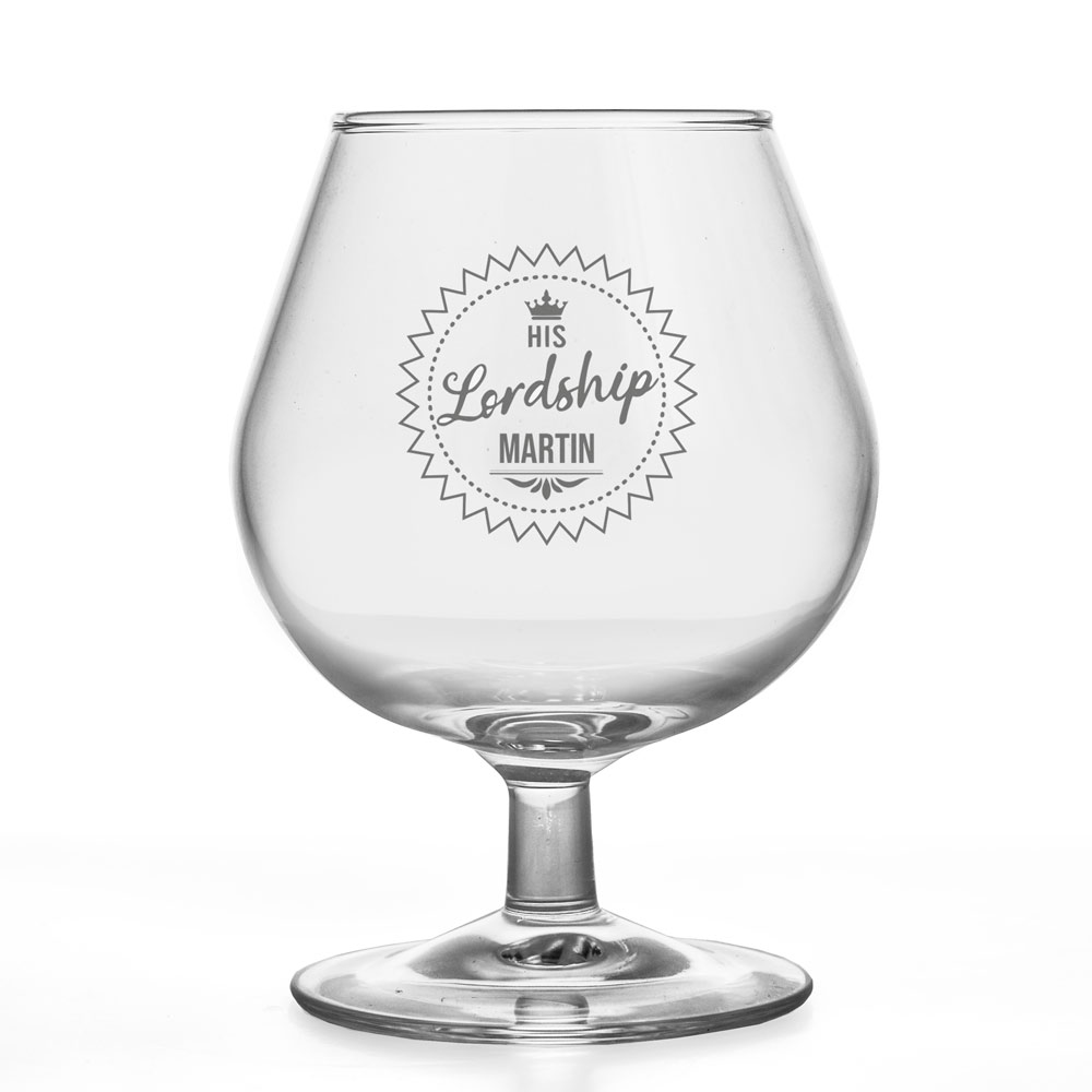 Personalised Brandy Glass - His Lordship - Click Image to Close