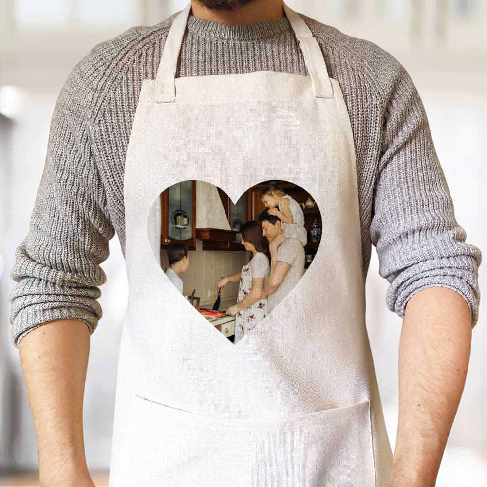 Personalised Apron - Love Heart Photo Upload - Click Image to Close
