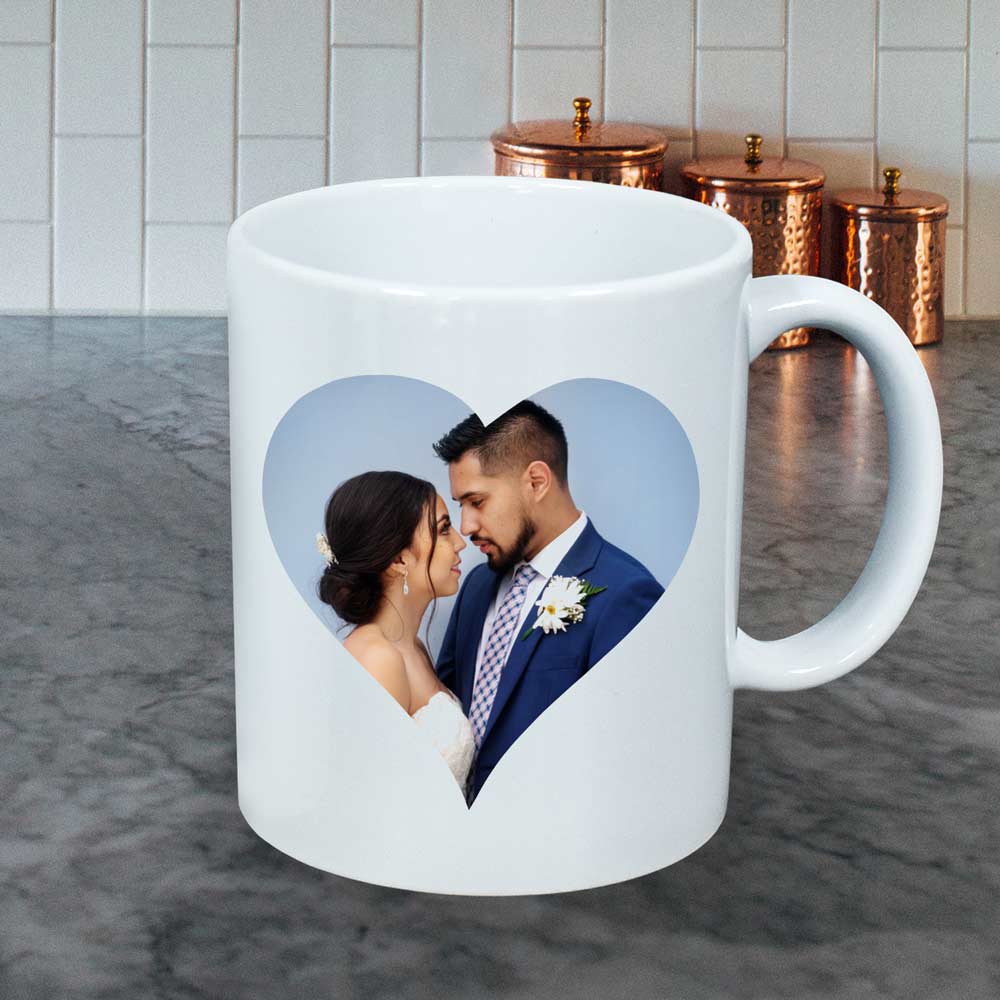 Personalised Mug - Love Heart Shaped Photo Upload - Click Image to Close