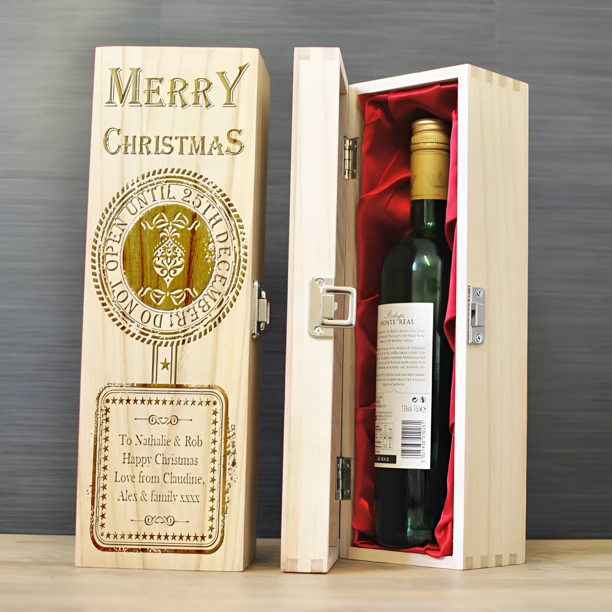 Personalised Wine And Spirits Box Do Not Open Until Christmas Day