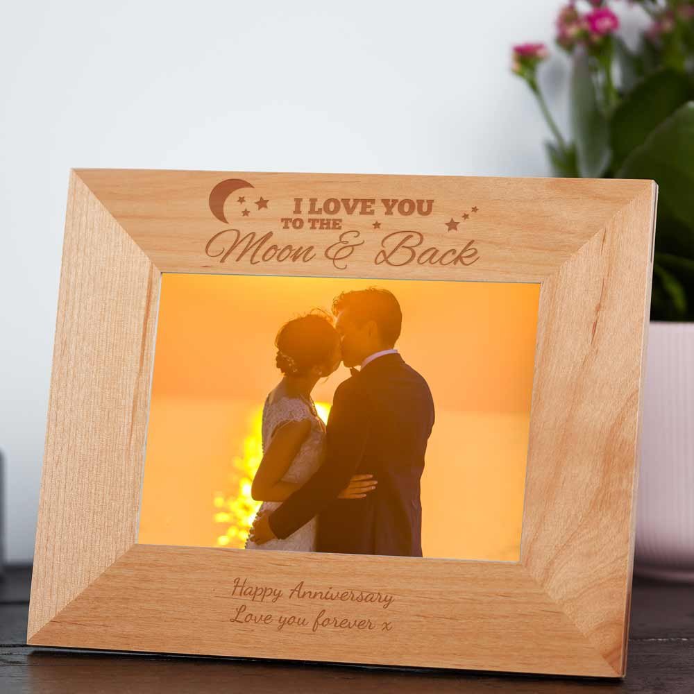 Personalised To the Moon and Back.. 7x5 Wooden Photo Frame 