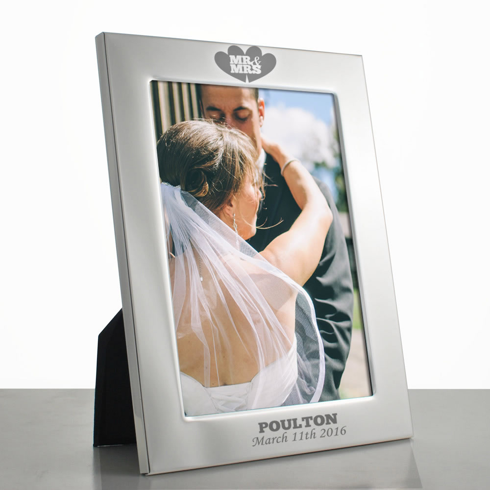 Silver Mr And Mrs Personalised Photo Frame - Click Image to Close