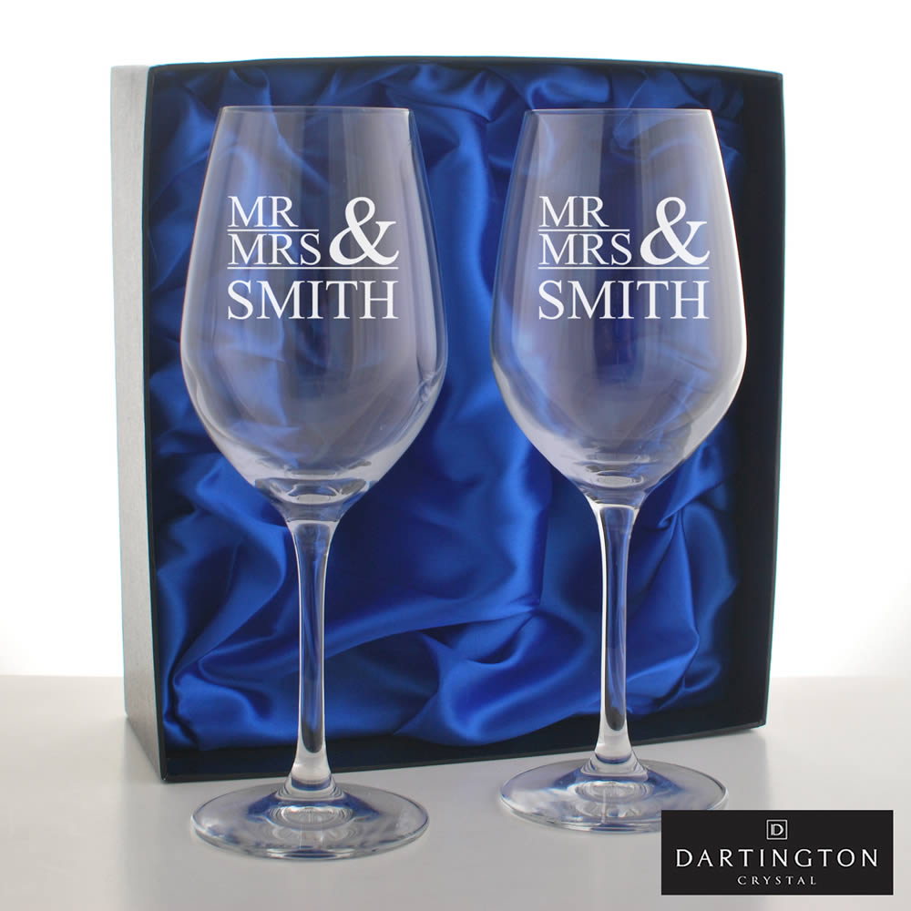 Personalised Mr And Mrs Wine Glasses - Click Image to Close