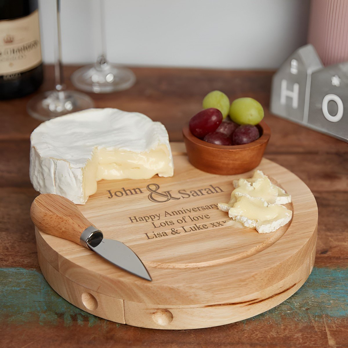 Personalised Engraved Couples Cheese board Set