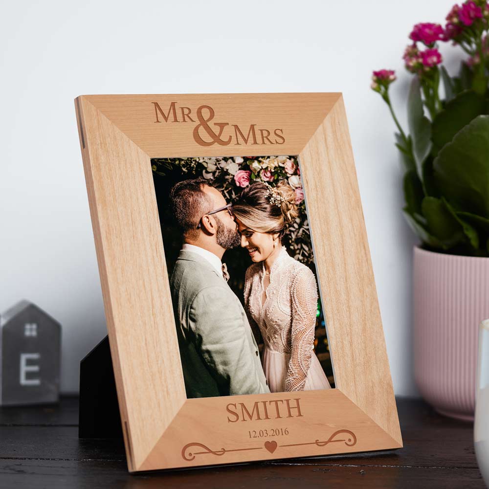 Mr And Mrs Personalised Wooden Frame - Click Image to Close
