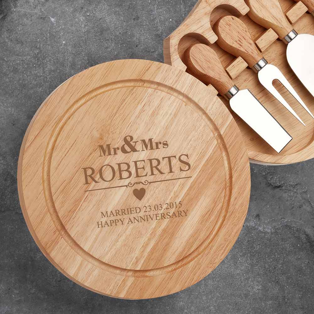 Mr & Mrs Personalised Cheese Board - Click Image to Close