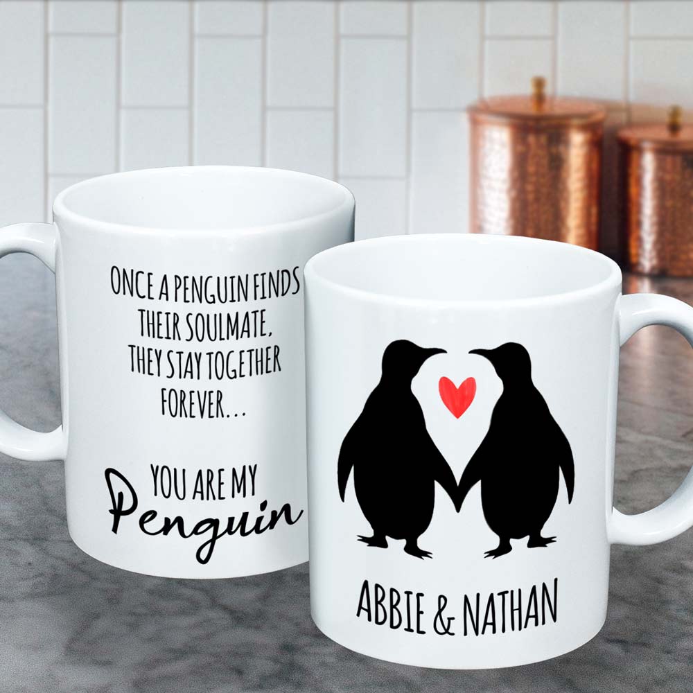 Personalised Mug - Penguin Soulmates Gift For Couples - Click Image to Close