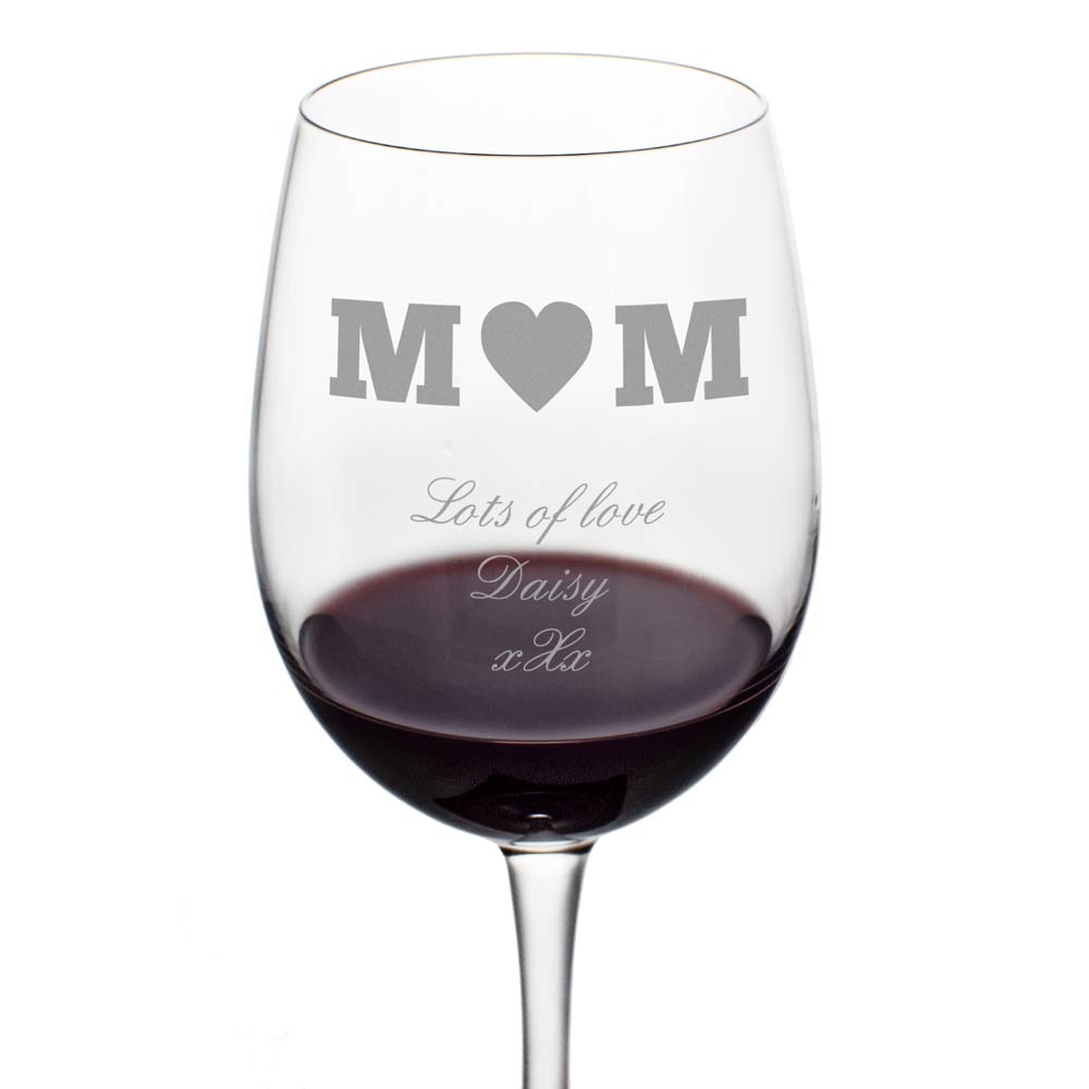 Mother's Day Heart Wine Glass - Click Image to Close