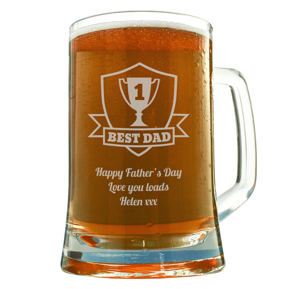 Engraved No.1 Dad Trophy Pint - Click Image to Close