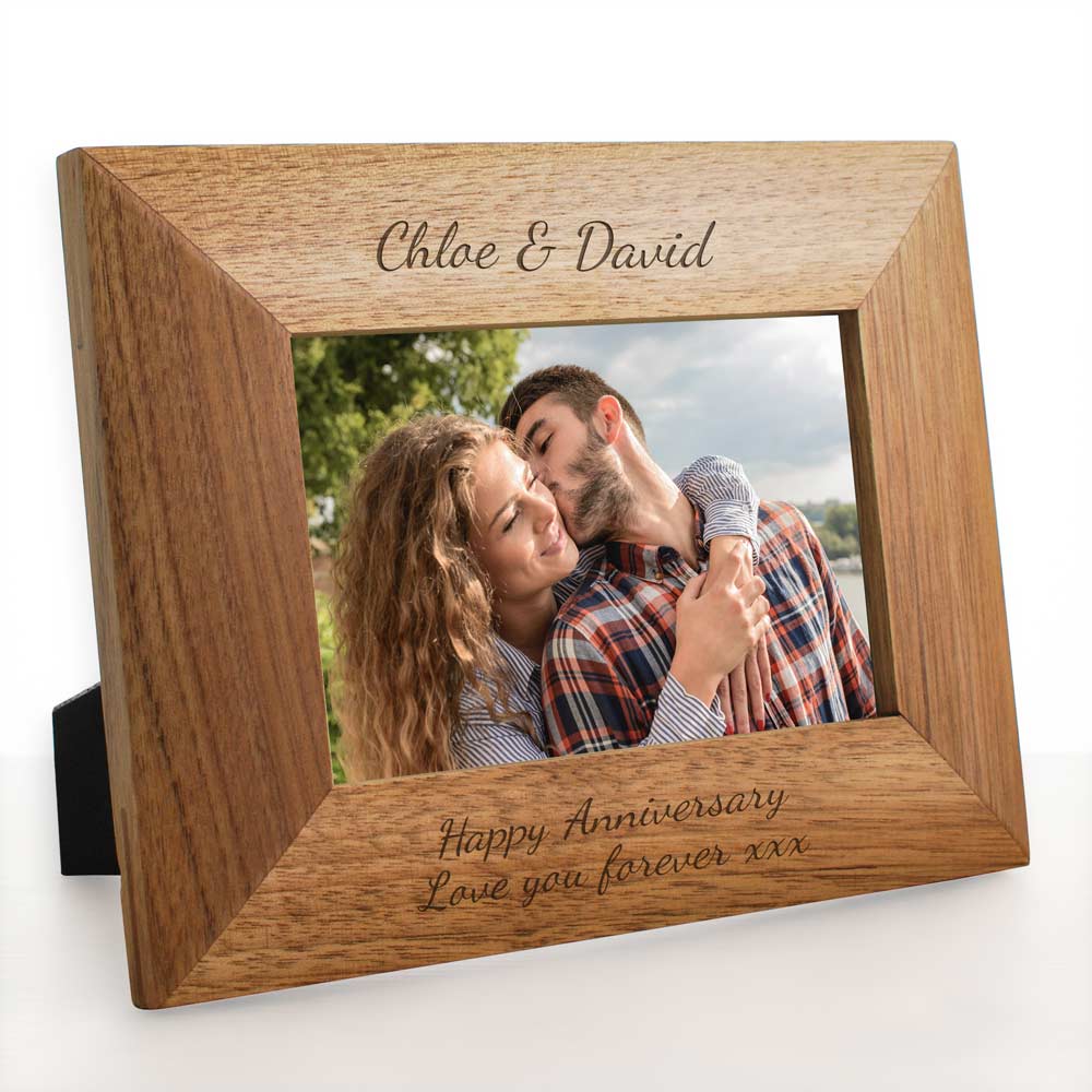 Personalised Oak Photo Frame Any Message - Click Image to Close