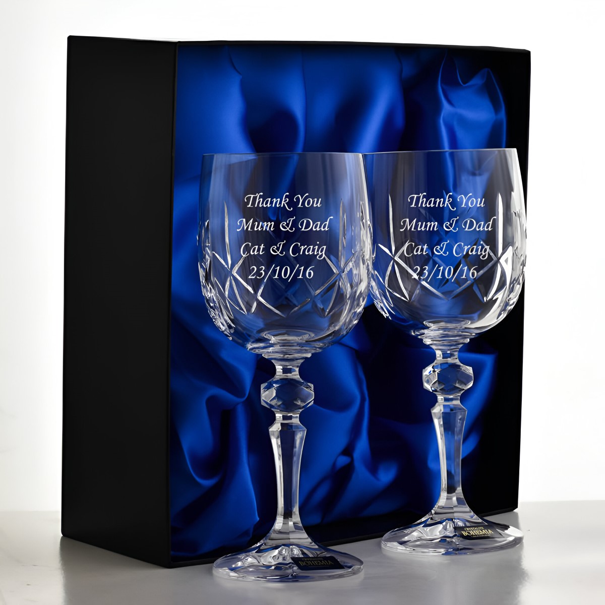 Personalised Pair Of Crystal Wine Glasses