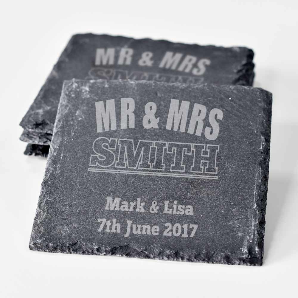 Personalised Mr And Mrs Coasters - Click Image to Close