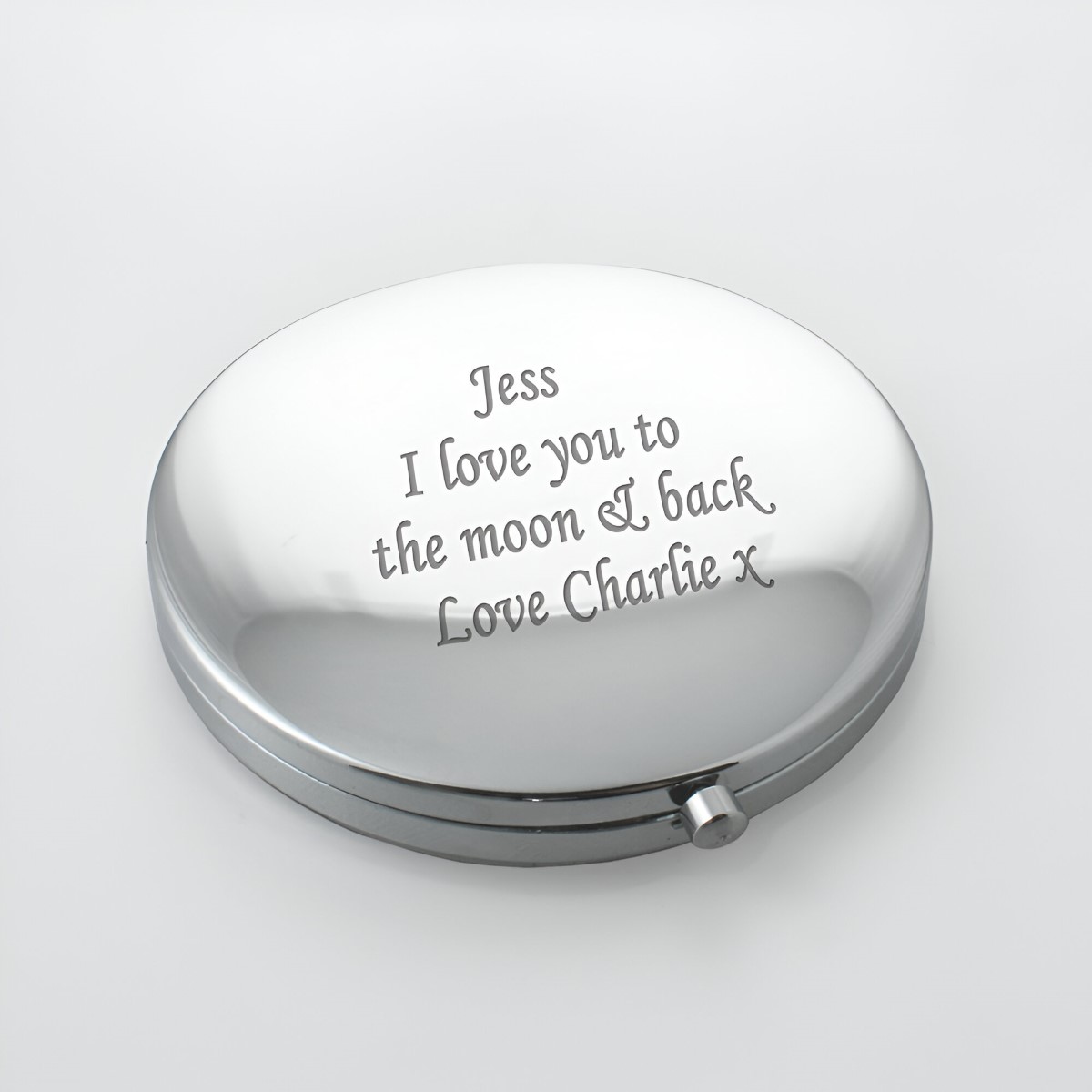Silver compact deals mirror engraved