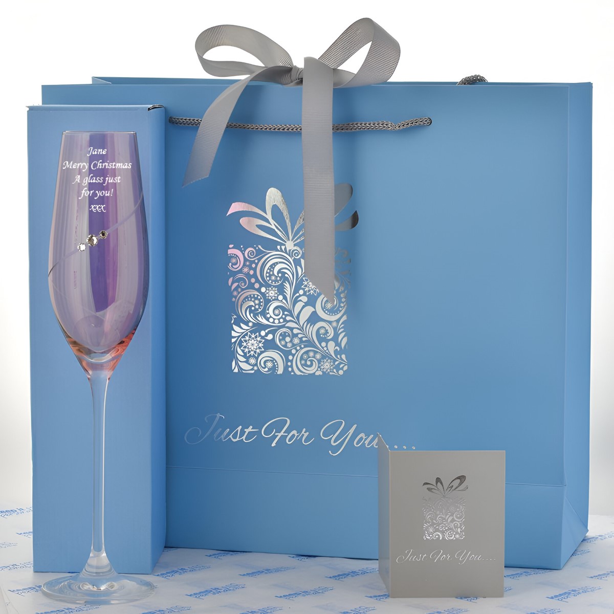 Personalised Pink Champagne Flute With Swarovski Elements