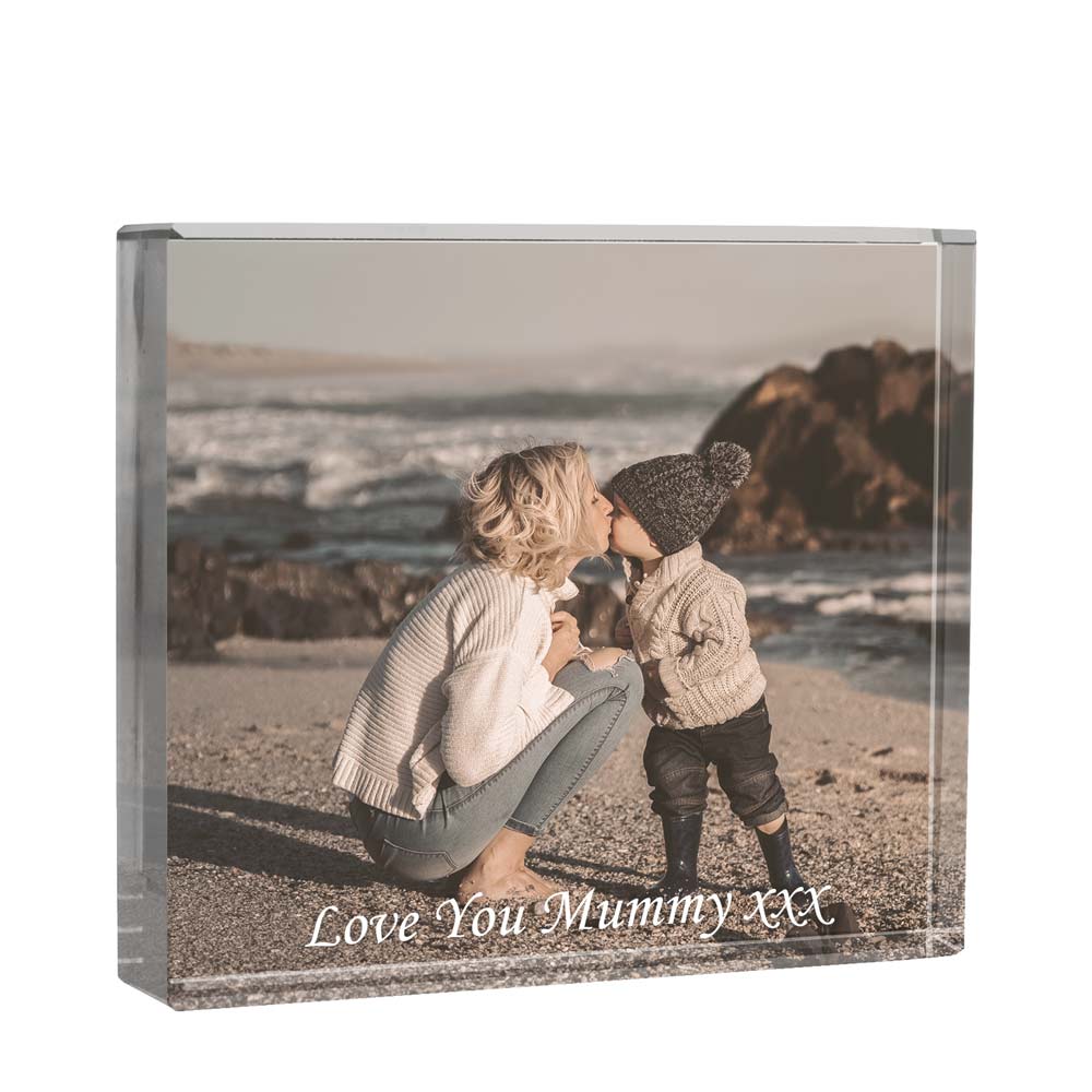 Personalised Photo Glass Block For Mum - Click Image to Close