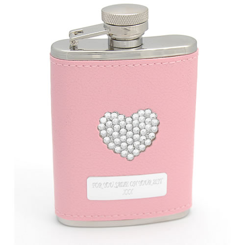 Engraved Pink Hip Flask Bridesmaids Gift - Click Image to Close
