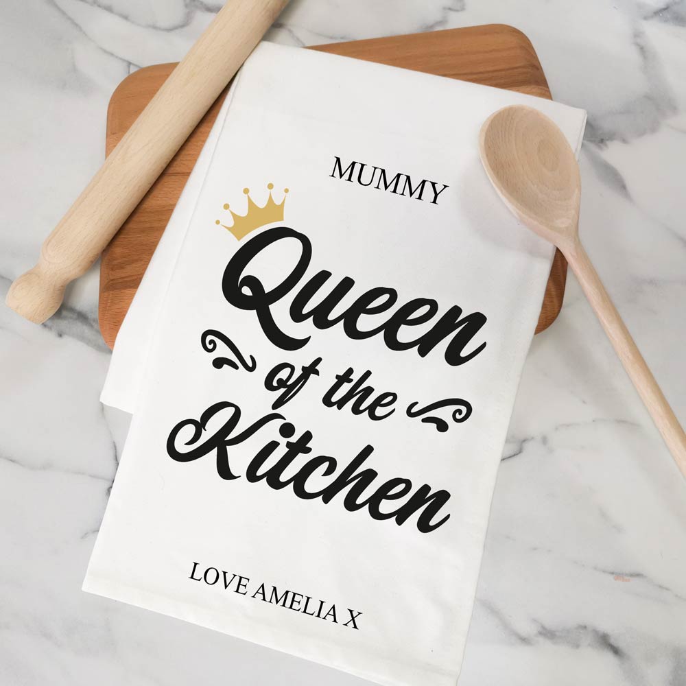 Personalised Tea Towel - Queen Of The Kitchen - Click Image to Close