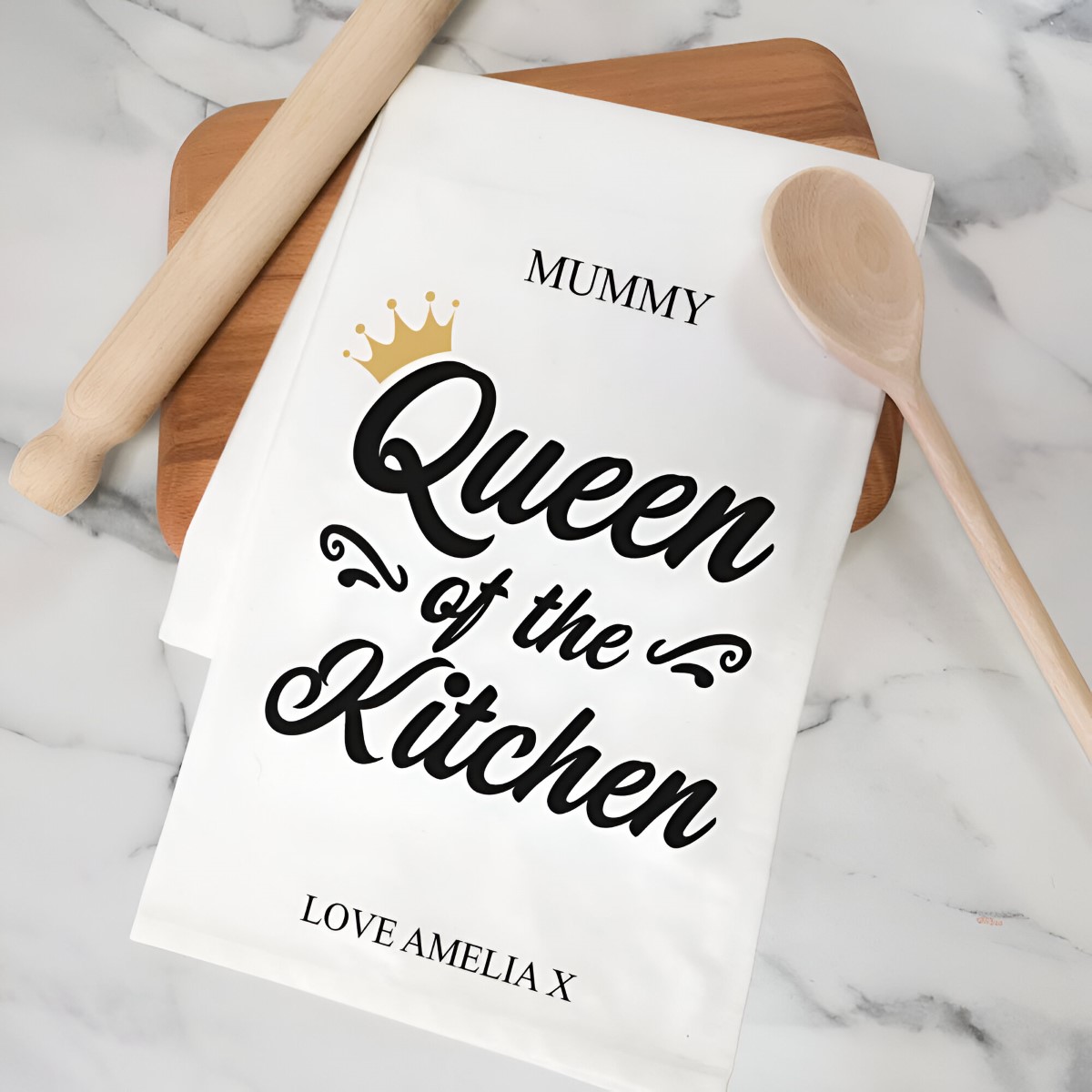 Personalised Tea Towel - Queen Of The Kitchen - Click Image to Close