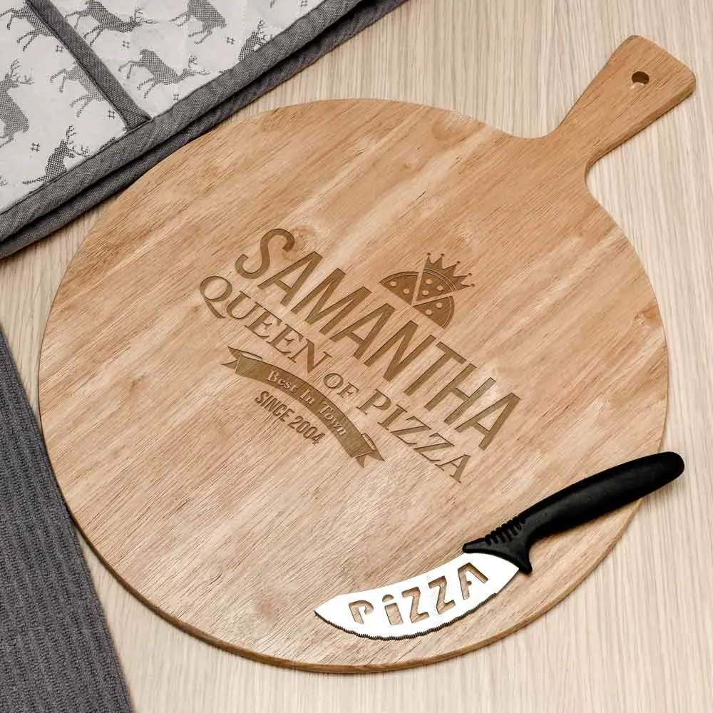 Personalised Pizza Board - Queen Of Pizza - Click Image to Close