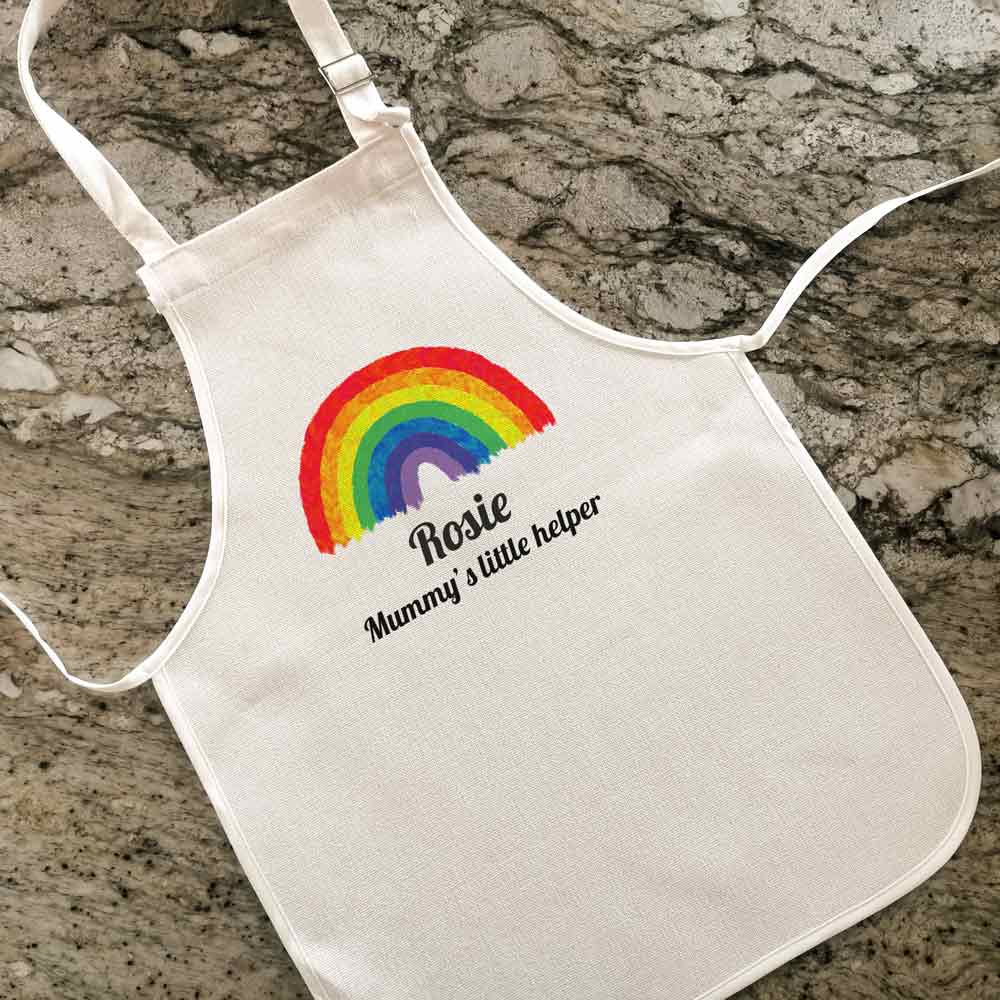 Personalised Childrens Apron - Rainbow Any Name - Click Image to Close
