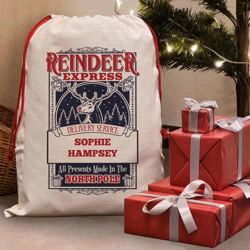 Personalised Christmas Santa Sack - Reindeer Express - Click Image to Close