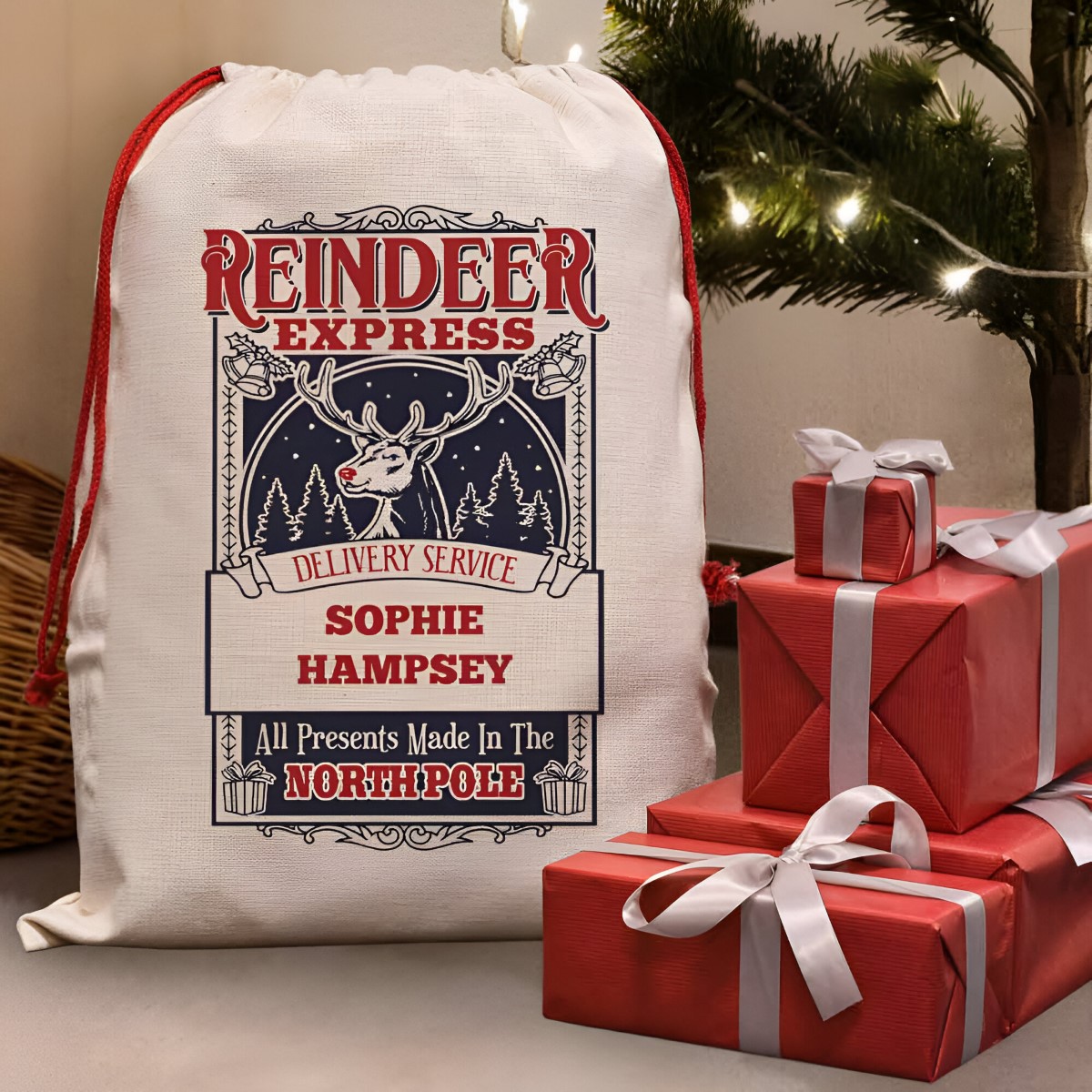 Personalised Christmas Santa Sack - Reindeer Express - Click Image to Close