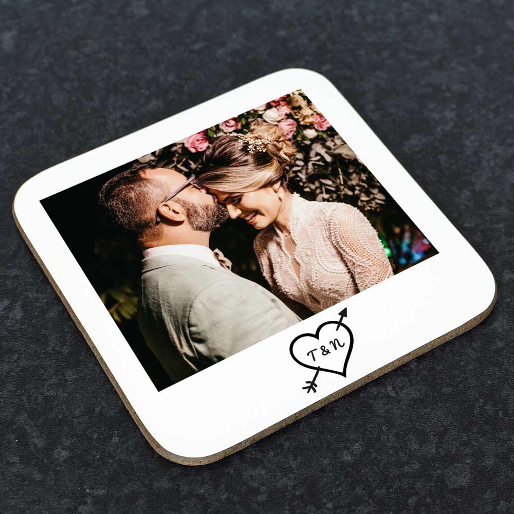 Personalised Retro Polaroid Photo Coaster For Couples - Click Image to Close