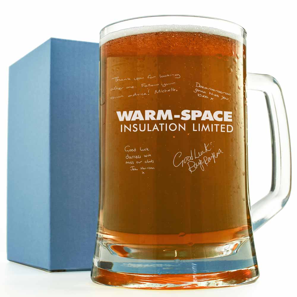 Signature Engraved Pint Glass Leaving Gift - Click Image to Close