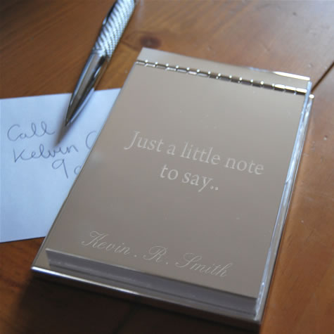 Silver Engraved Notepad - Click Image to Close