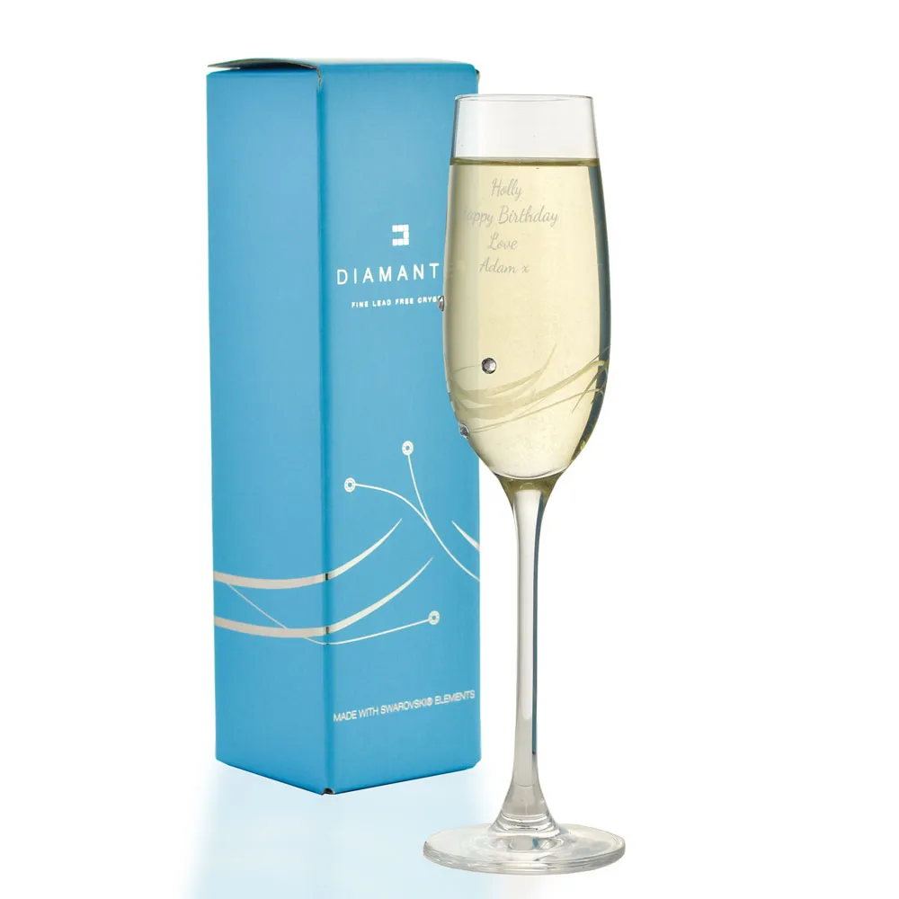 Personalised Single Petite Lunar Champagne Flute With Swarovski Elements - Click Image to Close