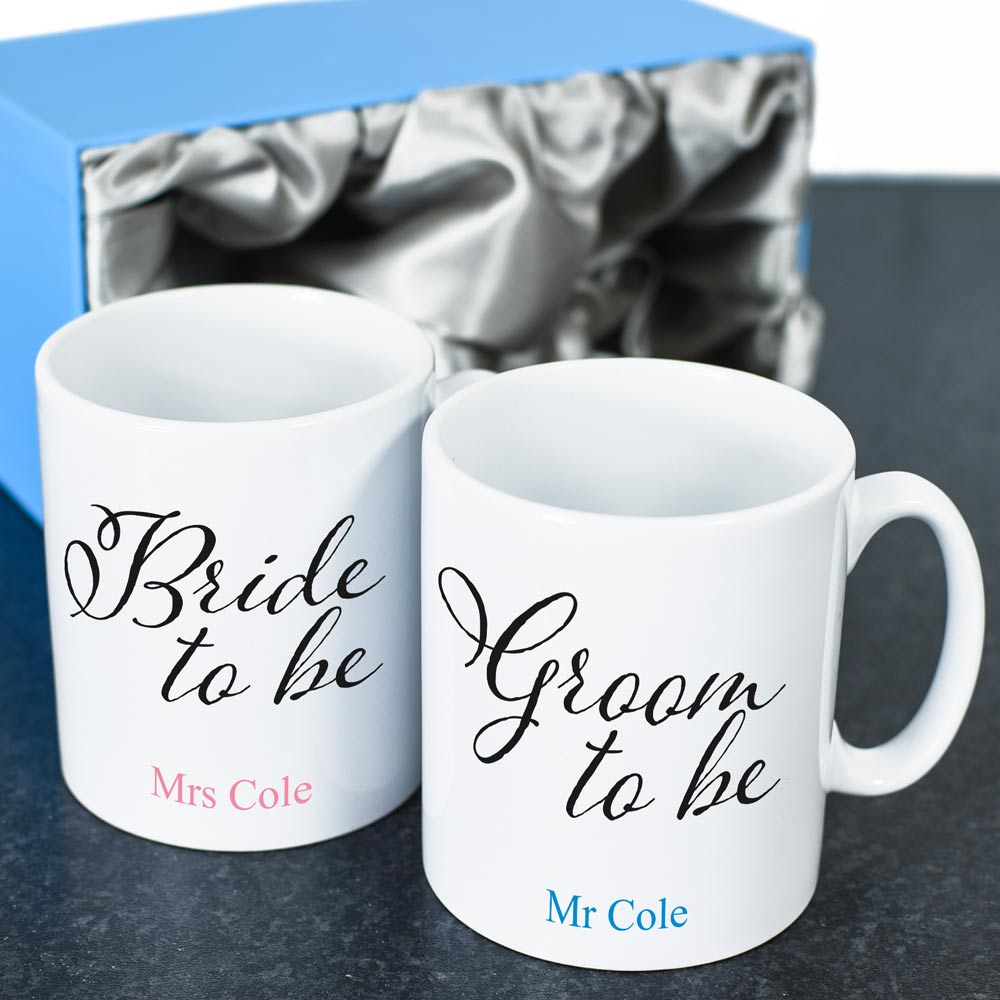 Personalised Bride And Groom To Be Mug Set - Click Image to Close