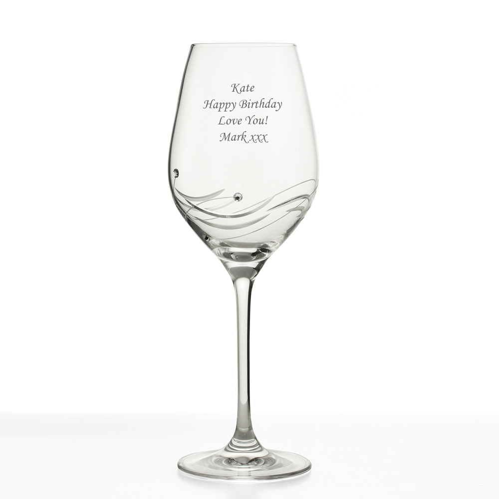 Spiral Diamante Crystal Wine Glass With Swarovski Elements - Click Image to Close