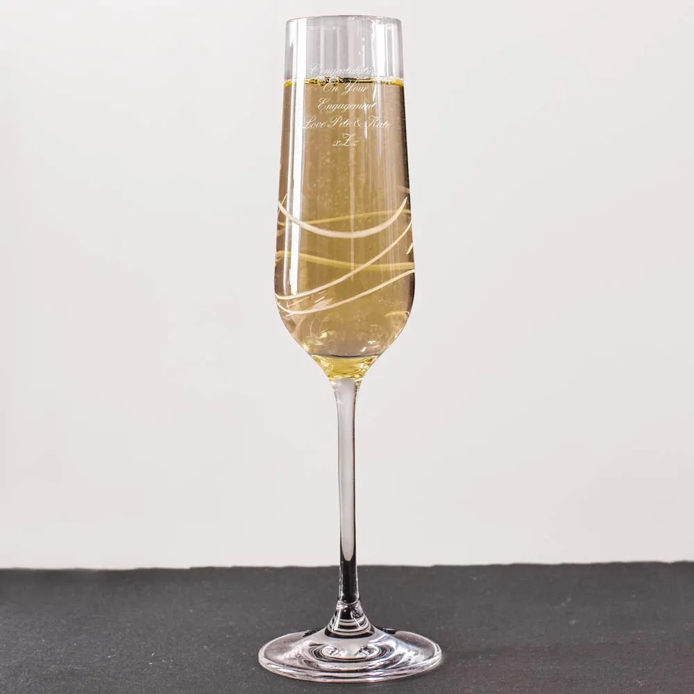 Personalised Swirl Cut Champagne Flute - Click Image to Close