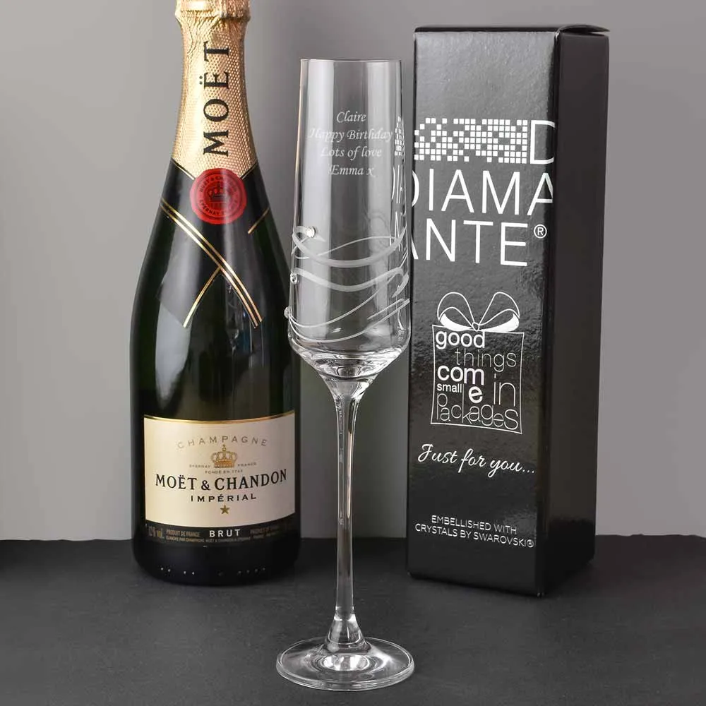 Personalised Champagne Flute With Swarovski Elements - Click Image to Close