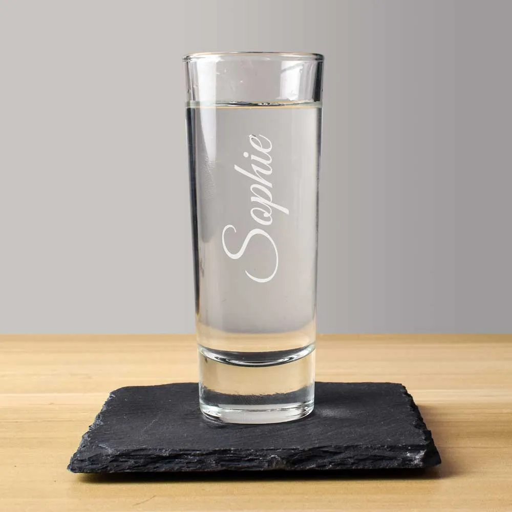 Personalised Tall Shot Glass Any Name Engraved - Click Image to Close