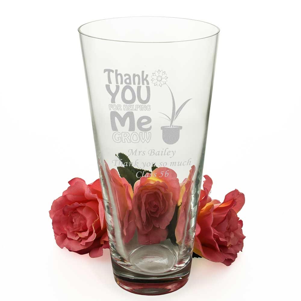 Personalised Conical Vase - Thank You For Helping Me Grow - Click Image to Close