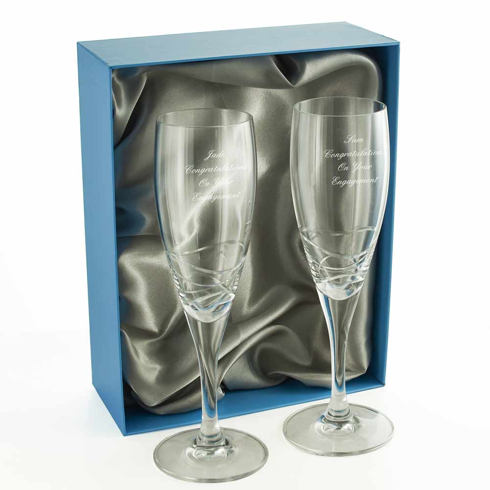 Personalised Champagne Flutes - Wave Cut - Click Image to Close