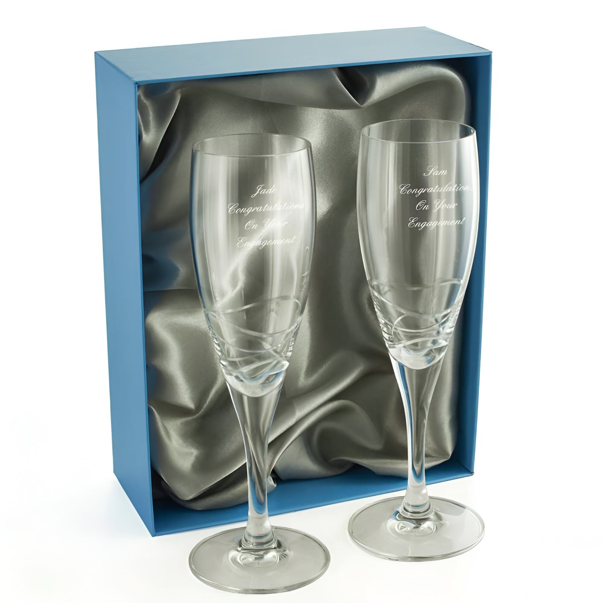 Personalised Champagne Flutes - Wave Cut - Click Image to Close