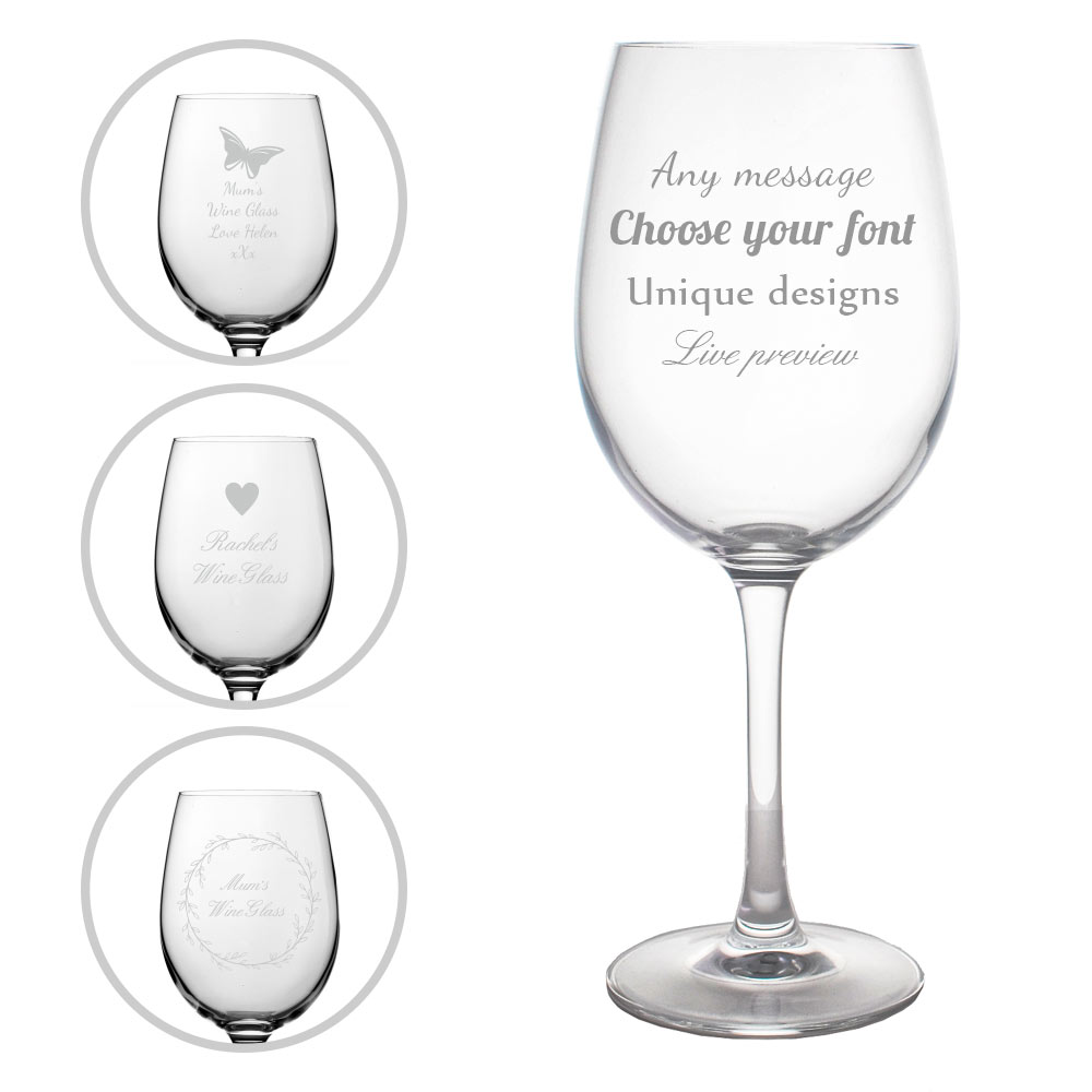 Engraved Wine Glass Choose Your Bespoke Design - Click Image to Close
