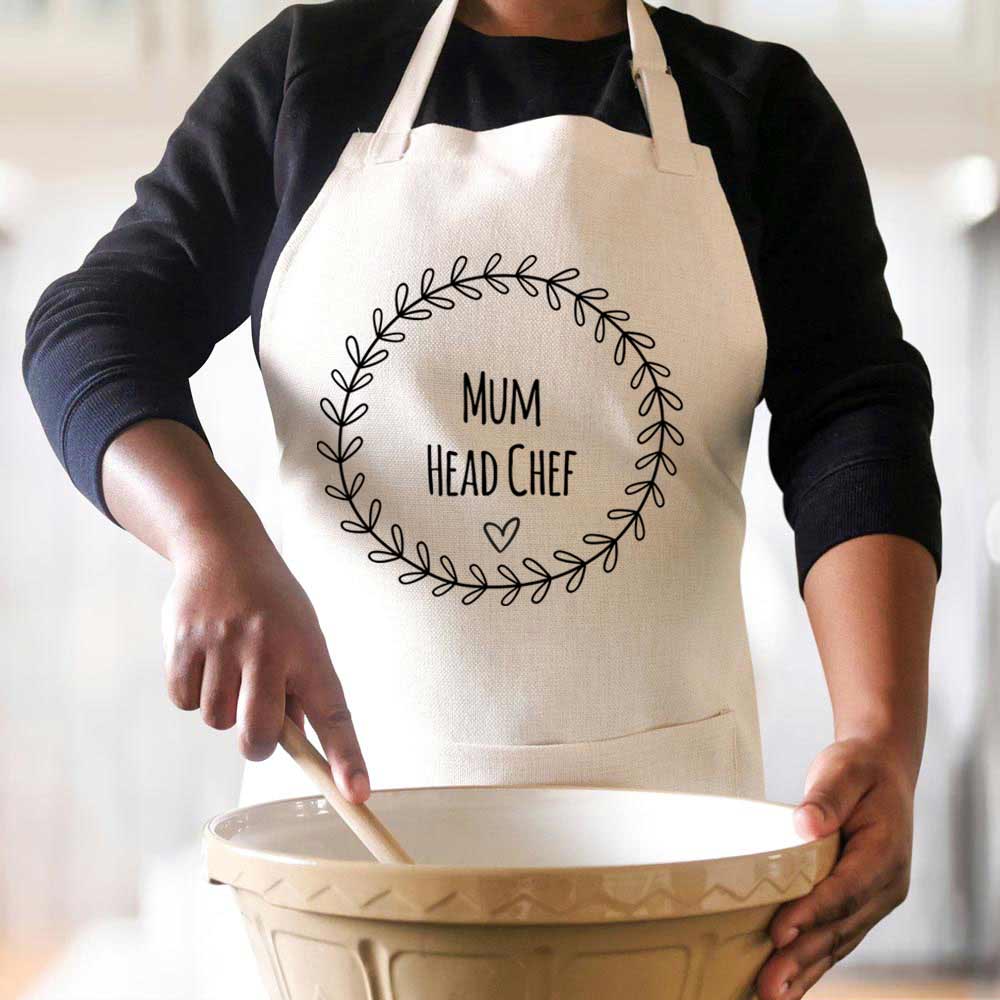 Personalised Apron - Wreath Heart Design Any Message - Click Image to Close