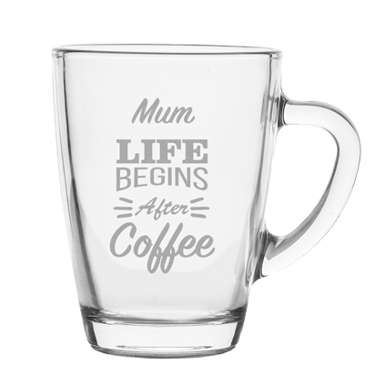 Personalised Life Begins After Coffee Glass Mug