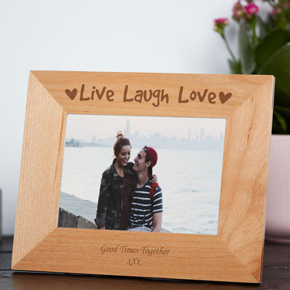 Personalised Live Laugh Love Wooden Photo Frame