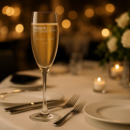 Logo Engraved Champagne Flute Branded Promotional Gift