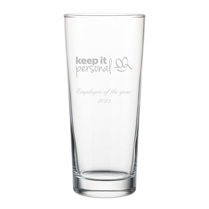 Logo Engraved Straight Pint Glass Branded Promotional Gift