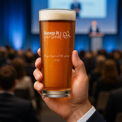 Logo Engraved Straight Pint Glass Branded Promotional Gift