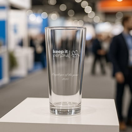 Logo Engraved Straight Pint Glass Branded Promotional Gift