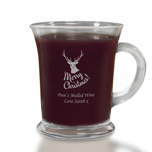 Personalised Mulled Wine Glass Mug Reindeer