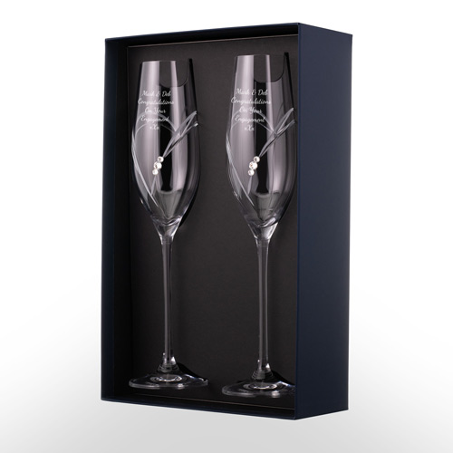 Personalised Love Heart Champagne Flutes With Swarovski Elements