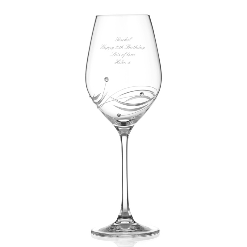 Spiral Diamante Crystal Wine Glass With Swarovski Elements