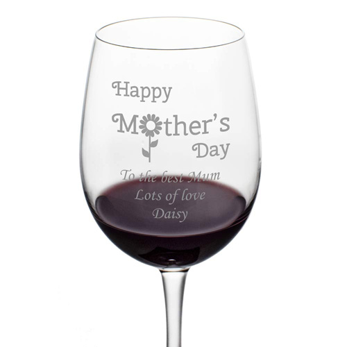 Mother\'s Day Daisy Wine Glass